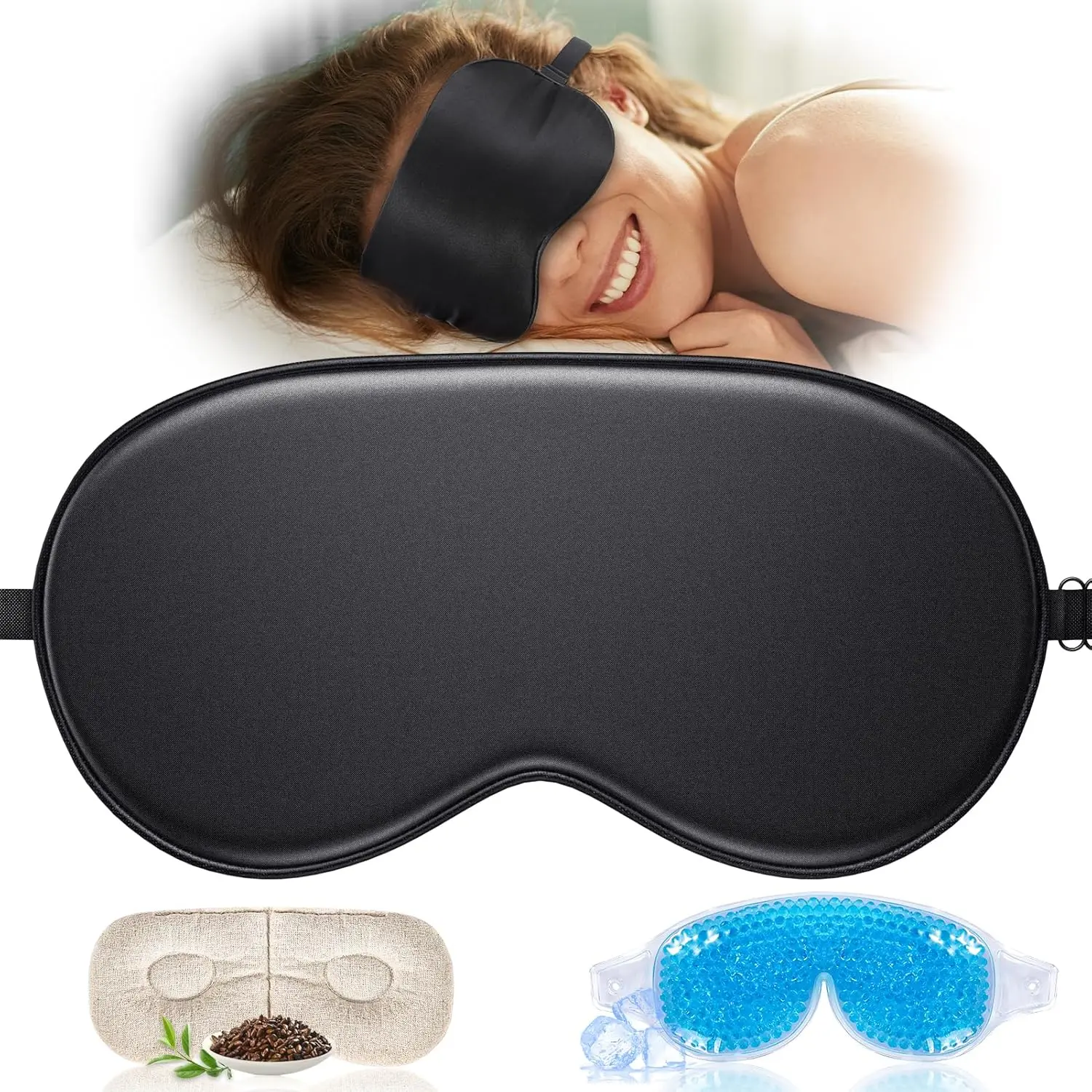 3-in-1 Silk Sleep Mask: Light Blocking, Cooling & Heating, for Dry Eyes & Dark Circles
3-in-1 Silk Sleep Mask: Light Blocking, Cooling & Heating, for Dry Eyes & Dark Circles