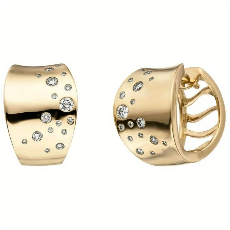 Exquisite Gold Color White CZ Hoops Women's Earrings Metal Hand Carving Hollow Party Daily Wear
Exquisite Gold Color White CZ Hoops Women's Earrings Metal Hand Carving Hollow Party Daily Wear
