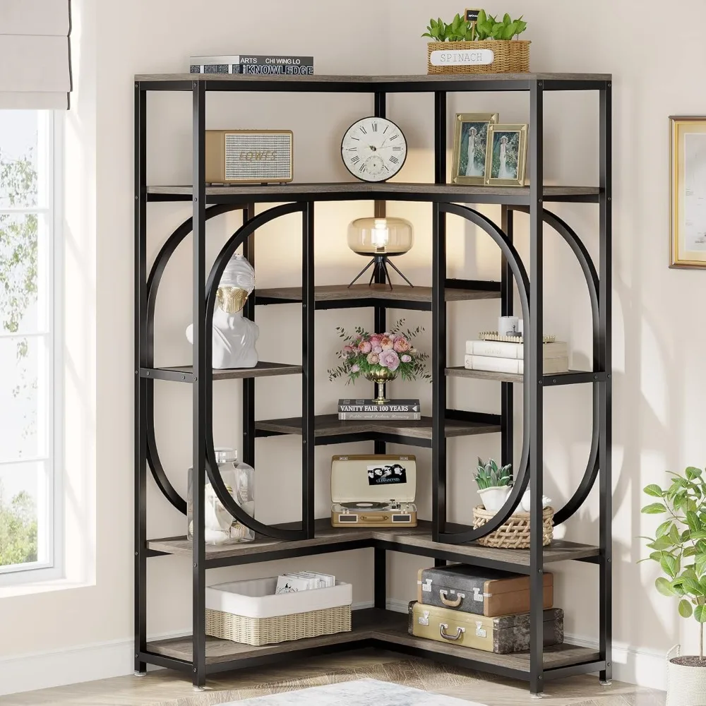 7-Shelf Corner Bookshelf, Large Modern Corner Bookcase, Tall L-Shaped Corner Shelf Stand Display Rack with Storage
7-Shelf Corner Bookshelf, Large Modern Corner Bookcase, Tall L-Shaped Corner Shelf Stand Display Rack with Storage
