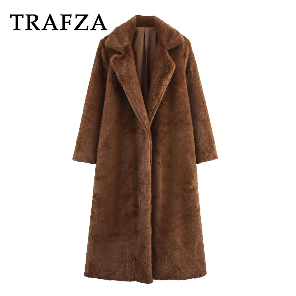 TRAFZA Chic Brown Fashion 2025 Winter Elegant Fake Fur Woman Long Loose Coats Pocket Long Sleeve Vintage Luxurious Mujer Outwear
TRAFZA Chic Brown Fashion 2025 Winter Elegant Fake Fur Woman Long Loose Coats Pocket Long Sleeve Vintage Luxurious Mujer Outwear