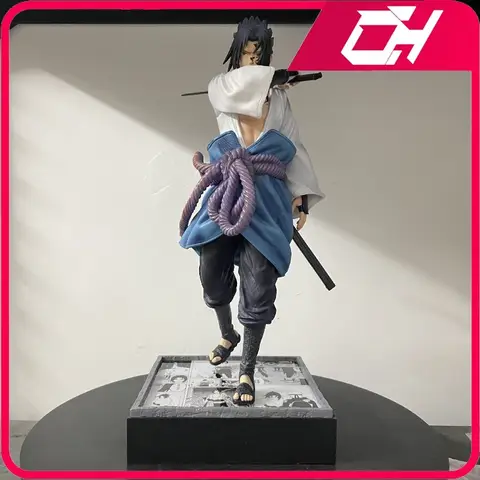 36cm Sasuke Uchiha Sword Swing Anime Statue Animation Peripheral White Collection Model Desktop Ornament Decoration Toy Christma