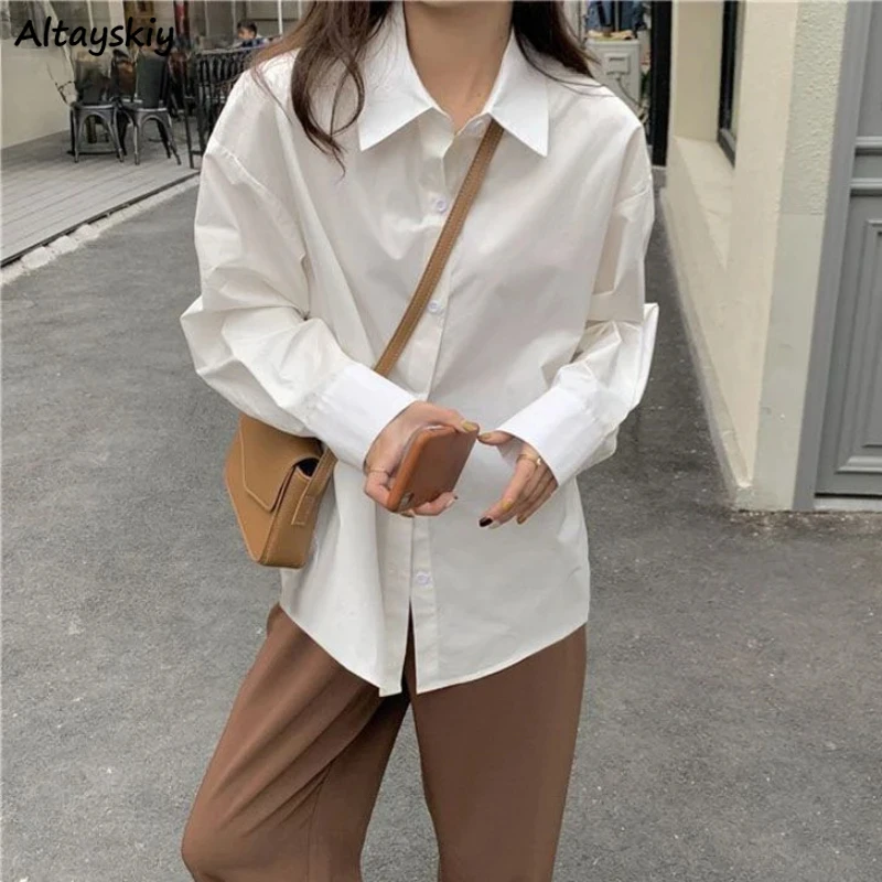 White Shirts Women Vintage Fashion Solid Leisure Korean Style All-match Loose Comfortable Long Sleeve Streetwear Simple Shirt
White Shirts Women Vintage Fashion Solid Leisure Korean Style All-match Loose Comfortable Long Sleeve Streetwear Simple Shirt
