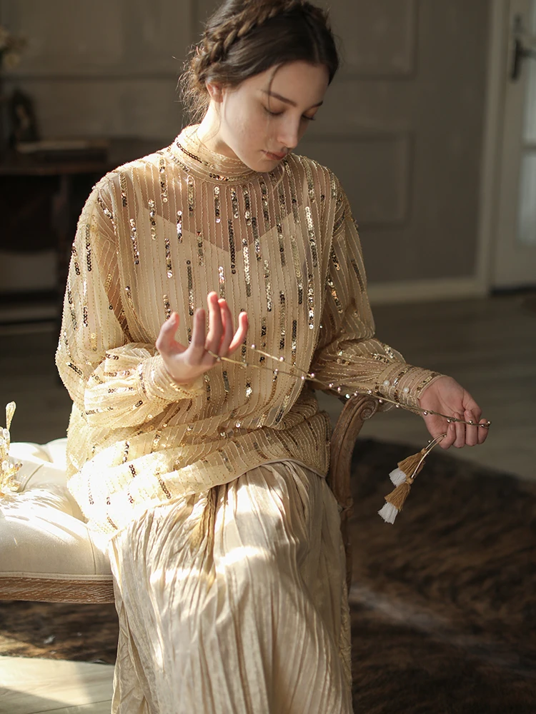 Fancy Gold Tone Blingbling Sparkling Sc Pattern Vertical Stripe Texture Hooded Top Luxury Ele Sle Women's irt
Fancy Gold Tone Blingbling Sparkling Sc Pattern Vertical Stripe Texture Hooded Top Luxury Ele Sle Women's irt