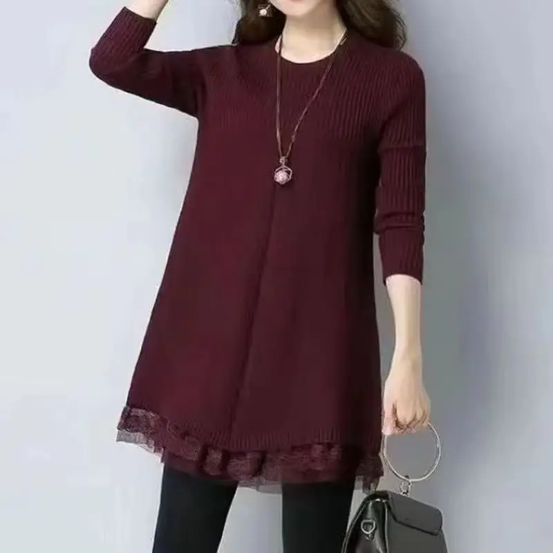 Осень-зима 2024, новое женское кружевное платье-свитер, однотонное свободное платье с длинными рукавами, модный женский вязаный свитер
Осень-зима 2024, новое женское кружевное платье-свитер, однотонное свободное платье с длинными рукавами, модный женский вязаный свитер