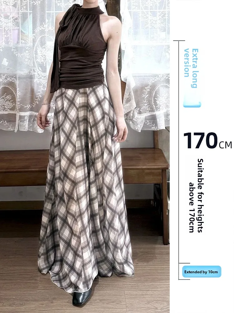 Extended High Waist Asymmetrical Plaid Chiffon Skirt Women's Spring New Sle Tall Versatile Midi Skirt Breathable Casual
Extended High Waist Asymmetrical Plaid Chiffon Skirt Women's Spring New Sle Tall Versatile Midi Skirt Breathable Casual