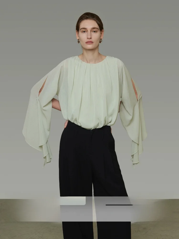 Unspoken Shoulder Bared Loose Women's Shirt Elegant Casual Spring 2026 New Style Polyester Fiber Long Sleeve round Neck Top
Unspoken Shoulder Bared Loose Women's Shirt Elegant Casual Spring 2026 New Style Polyester Fiber Long Sleeve round Neck Top