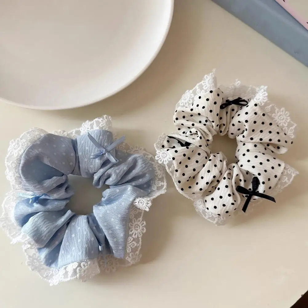 Women Gentle Hair Tie Dot Print Lace Splicing Bowknot Decor Hair Band High Elasticity Soft Fabric Ponytail Holder Hair Accessory
Women Gentle Hair Tie Dot Print Lace Splicing Bowknot Decor Hair Band High Elasticity Soft Fabric Ponytail Holder Hair Accessory