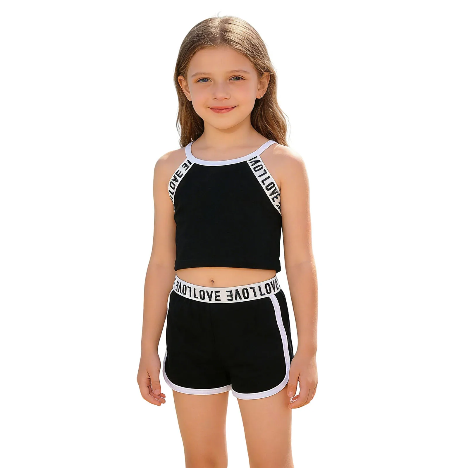 Kids Girls Sports Yoga Workout Costume Color Block Sleeveless Letter Printed Vest with Shorts for Running Gym Fitness Exercise
Kids Girls Sports Yoga Workout Costume Color Block Sleeveless Letter Printed Vest with Shorts for Running Gym Fitness Exercise