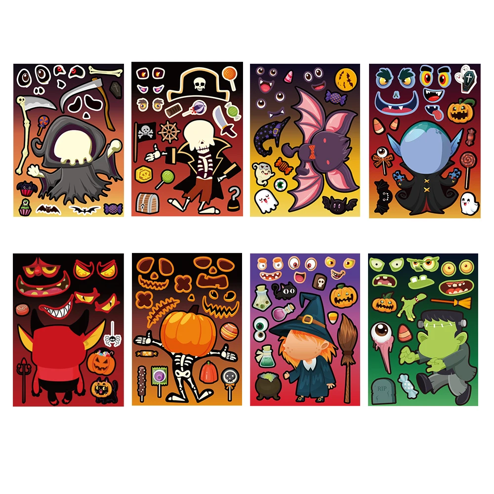 8pcs Halloween DIY Puzzle Stickers Pumpkin Ghost Witch pattern Stickers Halloween Themed Party Assemble puzzle Sticker Favors
8pcs Halloween DIY Puzzle Stickers Pumpkin Ghost Witch pattern Stickers Halloween Themed Party Assemble puzzle Sticker Favors