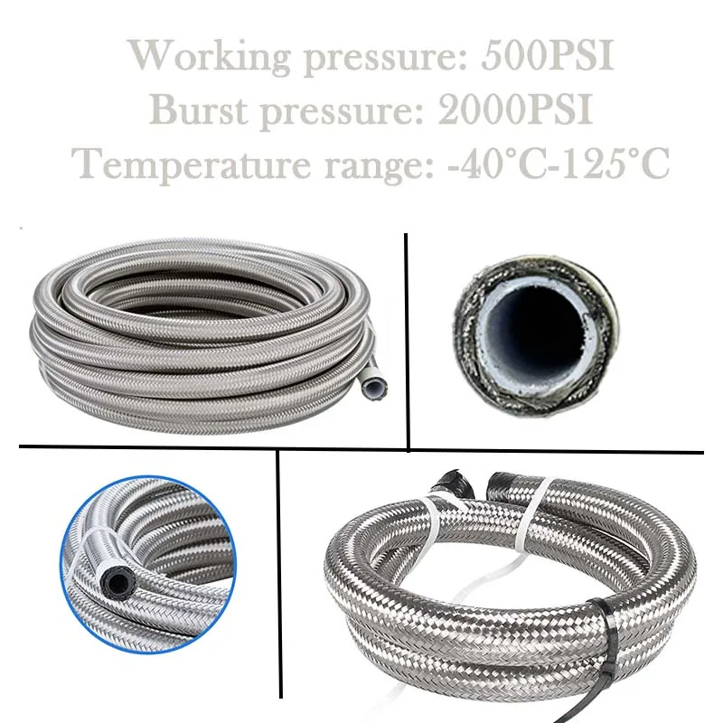 AN4 -AN20 Fuel Hose Oil Gas Cooler Line Pipe Stainless Steel Braided Line Nylon Stainless Steel Braided Inside CPE or PTFE
AN4 -AN20 Fuel Hose Oil Gas Cooler Line Pipe Stainless Steel Braided Line Nylon Stainless Steel Braided Inside CPE or PTFE