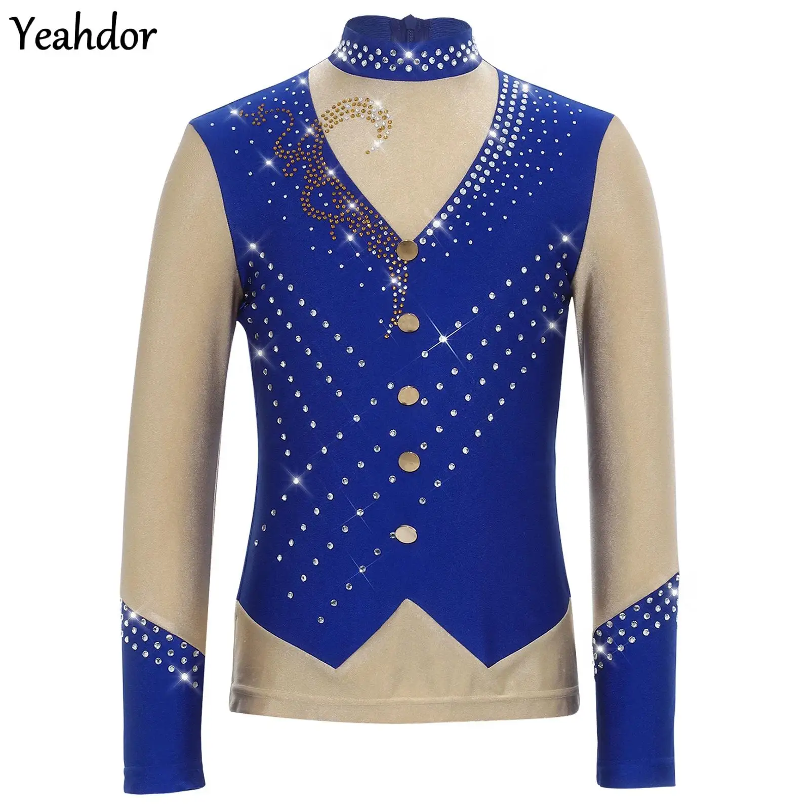Kids Boys Rhinestones Long Sleeve Dance Shirt Top Rhythmic Gymnastics Figure Ice Skating Top Latin Ballet Dance Training Wear
Kids Boys Rhinestones Long Sleeve Dance Shirt Top Rhythmic Gymnastics Figure Ice Skating Top Latin Ballet Dance Training Wear