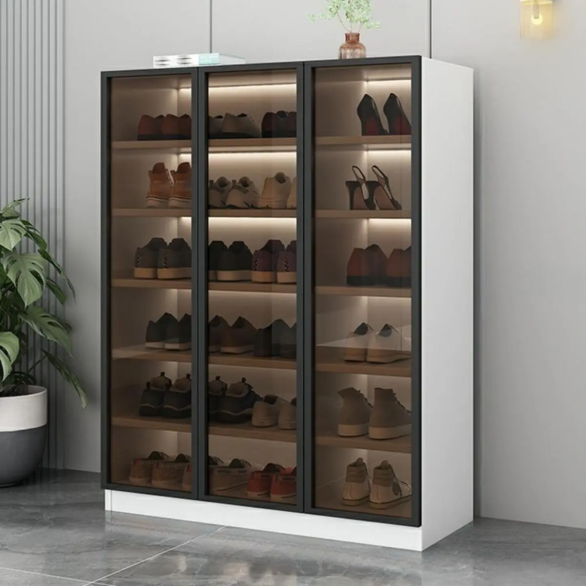 6-Tier Freestanding Shoe Cabinet Glass Doors Adjustable Shelves Entryway Hallway Garage 35.5"x14"x47", Customized
6-Tier Freestanding Shoe Cabinet Glass Doors Adjustable Shelves Entryway Hallway Garage 35.5"x14"x47", Customized