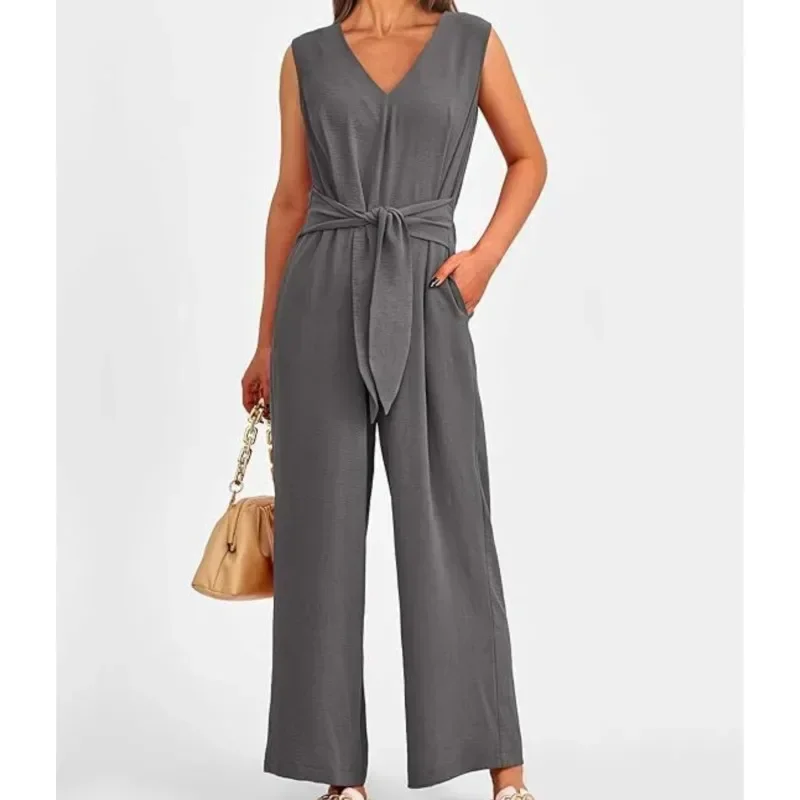 2024 Spring/Summer Fashion Style Women's New Solid Color V-neck Wide Leg jumpsuit Sleeveless Belt jumpsuit for Women y2k
2024 Spring/Summer Fashion Style Women's New Solid Color V-neck Wide Leg jumpsuit Sleeveless Belt jumpsuit for Women y2k