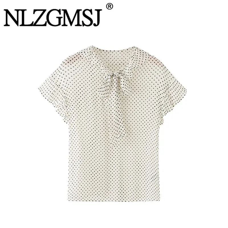 Nlzgmsj 2026 Summer Women Polka Dot Blouse With Neck Tie Short Sleeve Chiffon Shirt Elegant Casual Top
Nlzgmsj 2026 Summer Women Polka Dot Blouse With Neck Tie Short Sleeve Chiffon Shirt Elegant Casual Top