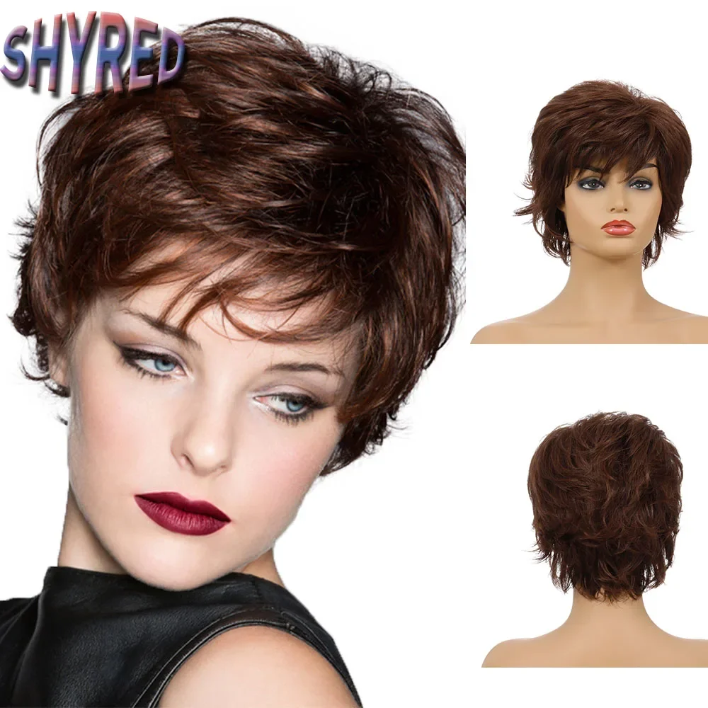 Synthetic Wigs for Women Short Straight Hair Wig with Bangs Dark Brown Pixie Cut Highlights Female Cosplay Lady Wig
Synthetic Wigs for Women Short Straight Hair Wig with Bangs Dark Brown Pixie Cut Highlights Female Cosplay Lady Wig