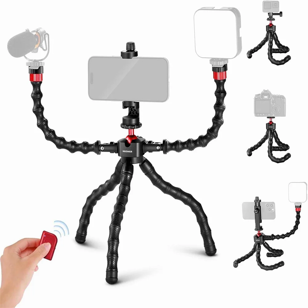NEEWER Flexible Tripod w Two Magic Arms Remote Phone Holder Mini Travel Tripod Stand for Smartphone Gopro DSLR Camera Mic Light
NEEWER Flexible Tripod w Two Magic Arms Remote Phone Holder Mini Travel Tripod Stand for Smartphone Gopro DSLR Camera Mic Light