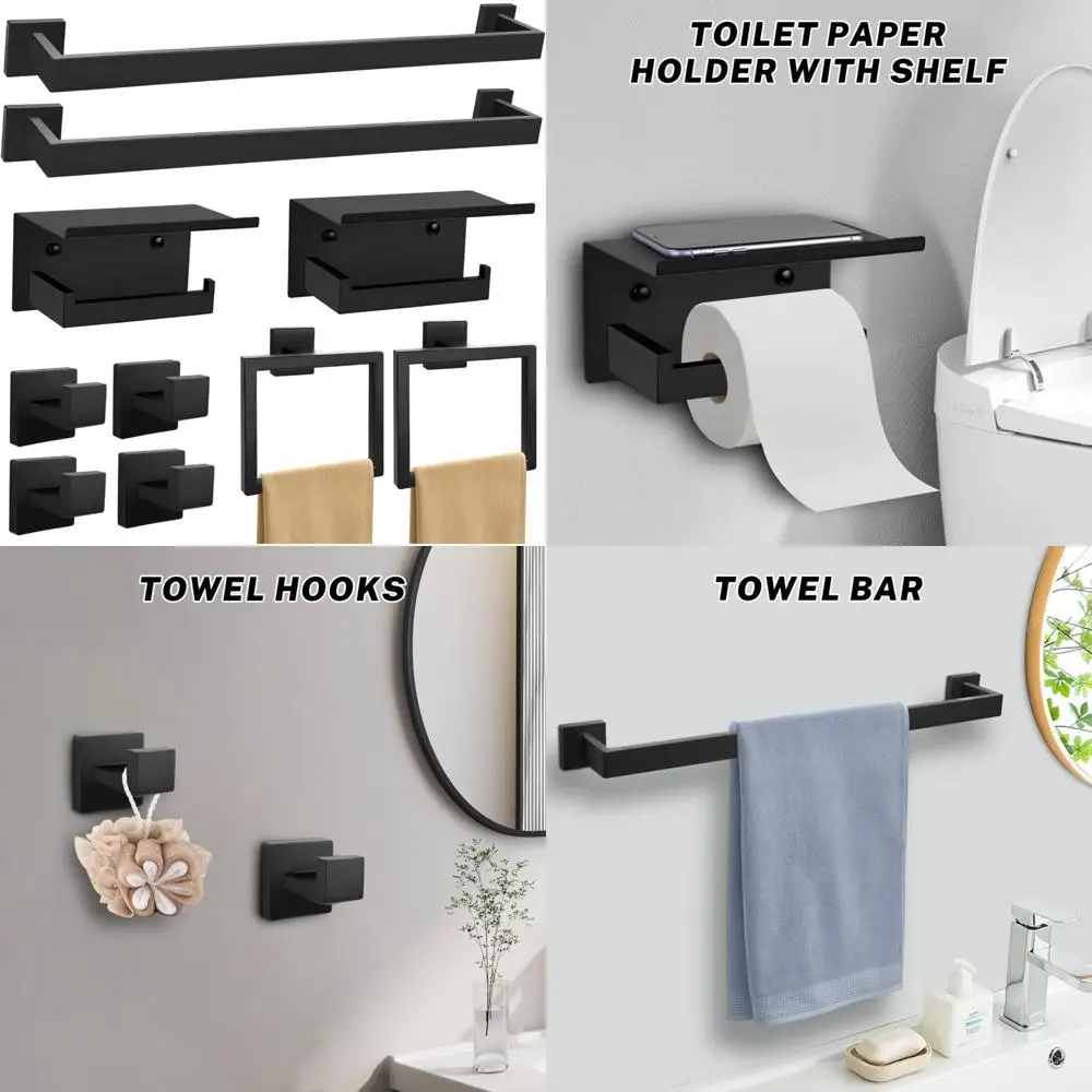 Набор фурнитуры для ванной комнаты из нержавеющей стали, 10 предметов, включая вешалку для полотенец, держатель для туалетной бумаги с полкой и многое другое для современной ванной комнаты
Набор фурнитуры для ванной комнаты из нержавеющей стали, 10 предметов, включая вешалку для полотенец, держатель для туалетной бумаги с полкой и многое другое для современной ванной комнаты