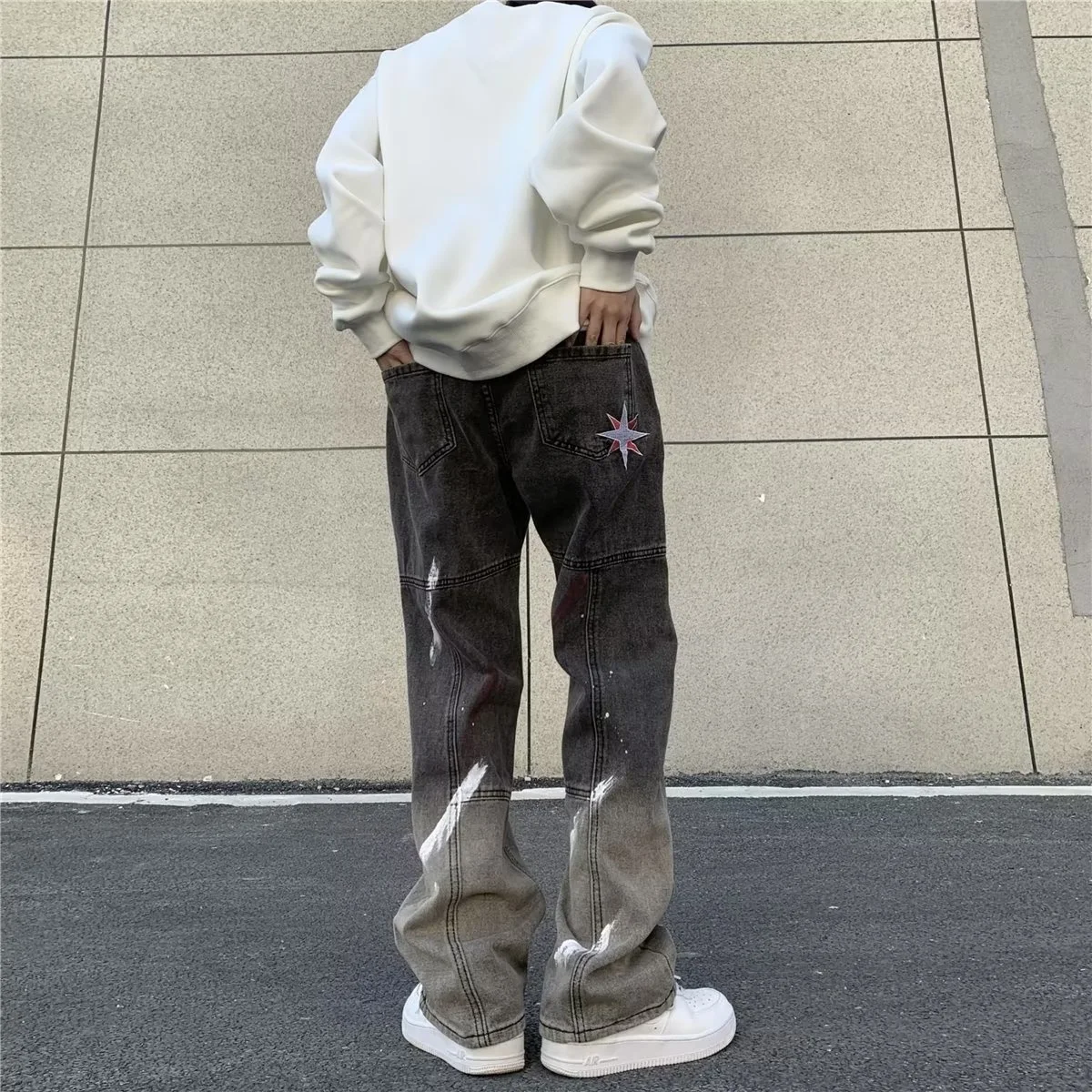 High Street hiphop jeans Men's hip-hop Street work straight pants Black gray gradient speckled pants streetwear pantalon homme
High Street hiphop jeans Men's hip-hop Street work straight pants Black gray gradient speckled pants streetwear pantalon homme
