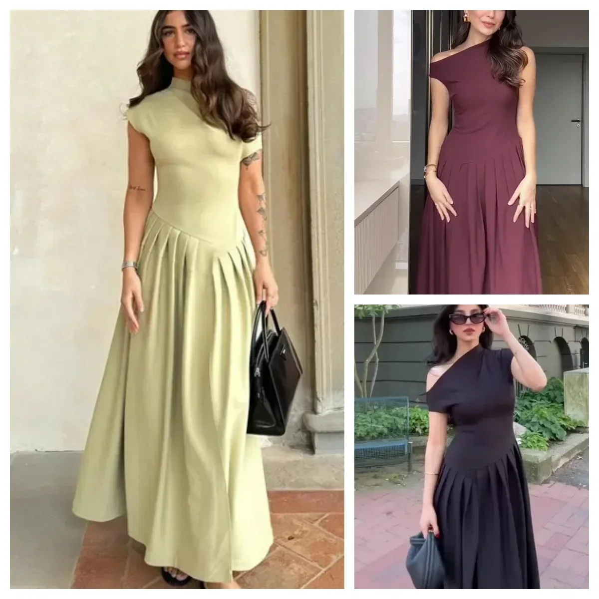Women Elegant Green Pleated Dress Fashion O Neck Short Sleeve Patchwork Long Dresses New Casual Office Lady Streetwear
Women Elegant Green Pleated Dress Fashion O Neck Short Sleeve Patchwork Long Dresses New Casual Office Lady Streetwear
