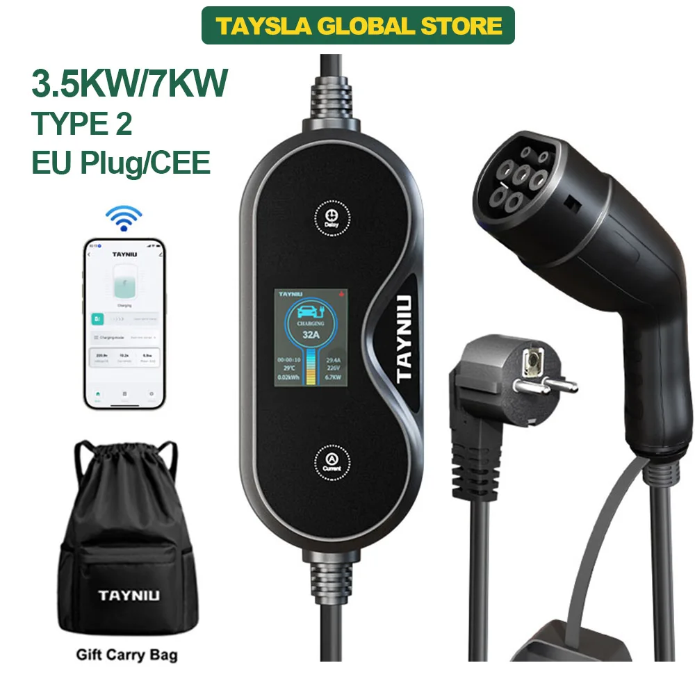 TAYNIU 【PANDA】Portable EV Charger 3.5KW EU Plug 80V-260V 7KW Wallbox APP Control electric car charger for Electric Vehicle
TAYNIU 【PANDA】Portable EV Charger 3.5KW EU Plug 80V-260V 7KW Wallbox APP Control electric car charger for Electric Vehicle