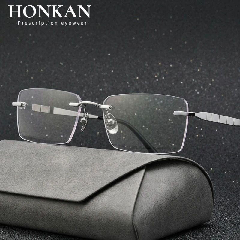 HONKAN Business Square Eyewear Fashion Retro Titanium Optical Glasses Prescription Eyeglasses Frame Rimless Men Spectacle
HONKAN Business Square Eyewear Fashion Retro Titanium Optical Glasses Prescription Eyeglasses Frame Rimless Men Spectacle