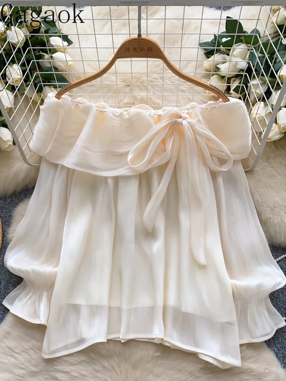 Gagaok Chic Off Shoulder Shirts Women French Gentle Style Slash Neck Bow Tie Blouses Spring New Flowing Light Mesh Top Blusas
Gagaok Chic Off Shoulder Shirts Women French Gentle Style Slash Neck Bow Tie Blouses Spring New Flowing Light Mesh Top Blusas