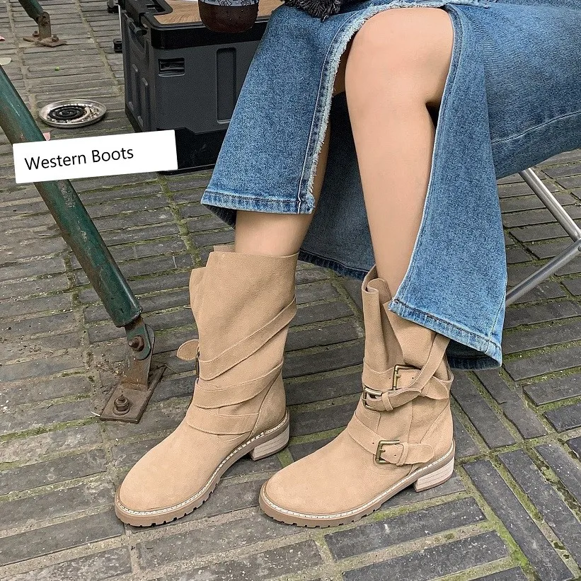 Slip On Ladies Buckle Shoes Cow Suede Daily Bota Spring Autumn Cowgirls Cool Boots Roundd Toe Winter Botas Western Boots Woman
Slip On Ladies Buckle Shoes Cow Suede Daily Bota Spring Autumn Cowgirls Cool Boots Roundd Toe Winter Botas Western Boots Woman