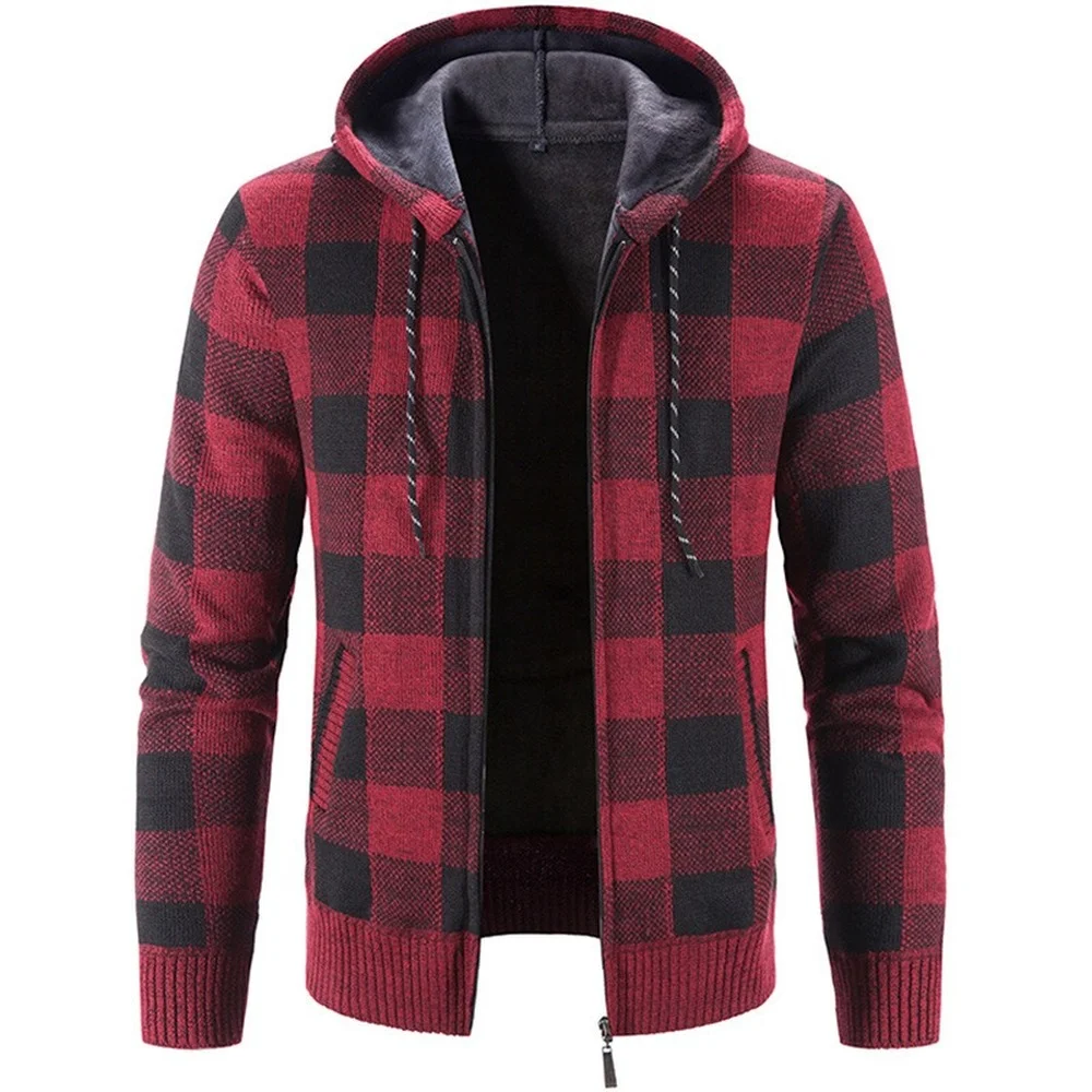 Men's Hooded Plaid Long Sleeve Sweater Autumn Winter Plush Large Casual Wool Liner Cardigan Jacket Knitted Sweater Coat
Men's Hooded Plaid Long Sleeve Sweater Autumn Winter Plush Large Casual Wool Liner Cardigan Jacket Knitted Sweater Coat