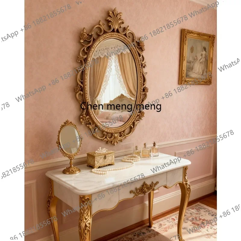 R French retro light luxury hollow carved hanging mirror bathroom bathroom dressing, entrance decorative mirror
R French retro light luxury hollow carved hanging mirror bathroom bathroom dressing, entrance decorative mirror