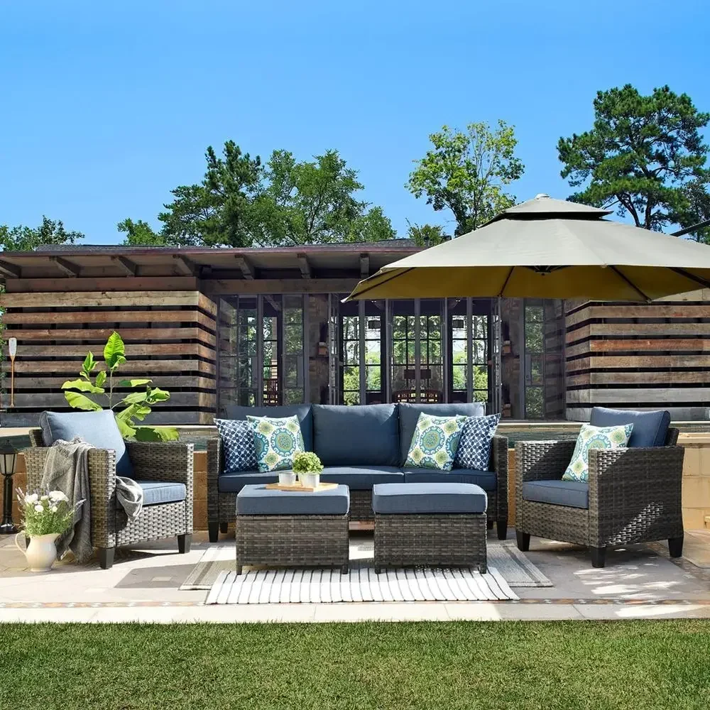 5 Pieces Patio urniture Set, Outdoor Wicker Rattan Soa Couch with Ottomans Comy Cushions, ern Contion Set or Deck Backyard Porch
5 Pieces Patio urniture Set, Outdoor Wicker Rattan Soa Couch with Ottomans Comy Cushions, ern Contion Set or Deck Backyard Porch