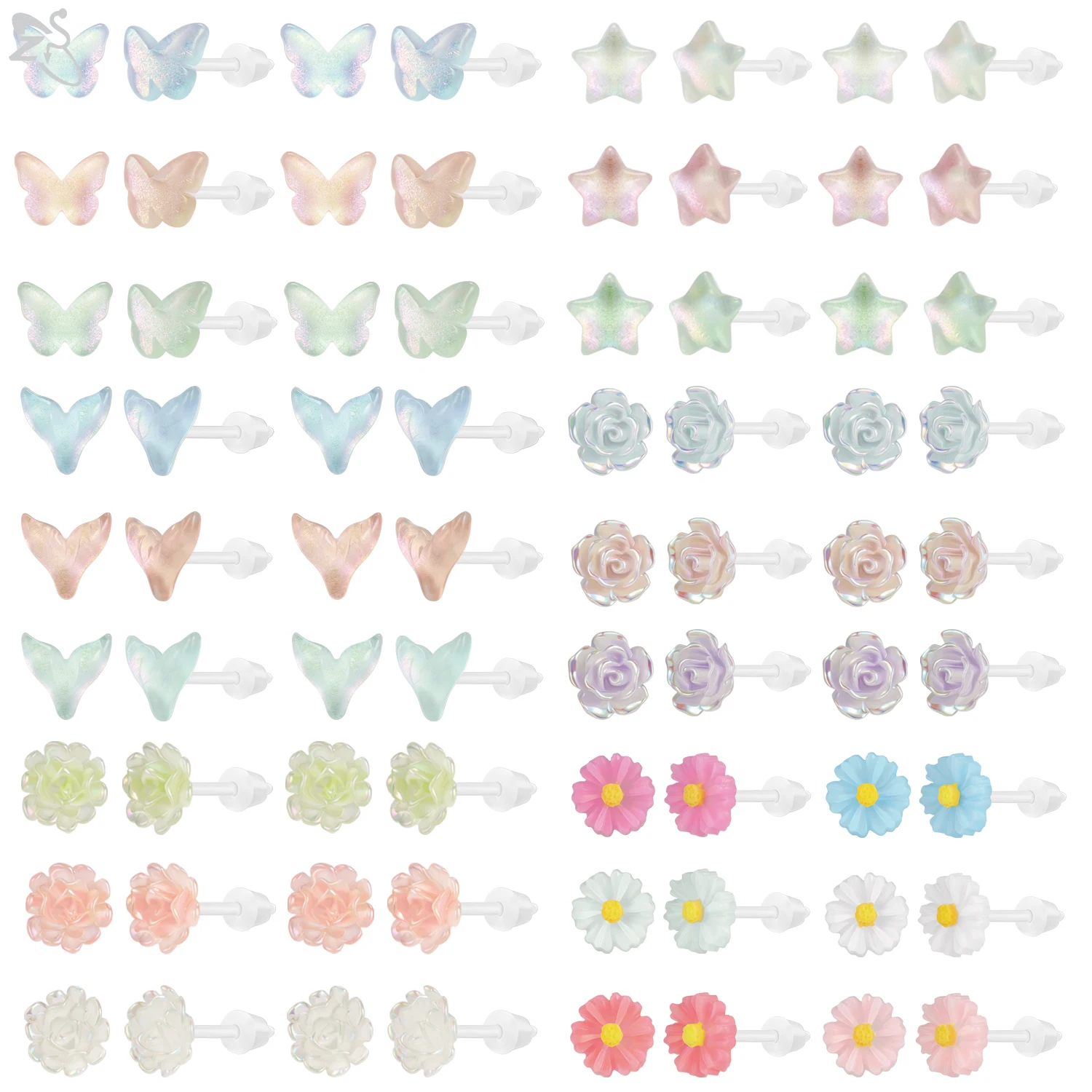 ZS 6Pairs Butterfly Star Flower Stud Earrings for Women Girls Resin Acrylic Cartilage Earring Ear Tragus Helix Piercings 20G
ZS 6Pairs Butterfly Star Flower Stud Earrings for Women Girls Resin Acrylic Cartilage Earring Ear Tragus Helix Piercings 20G