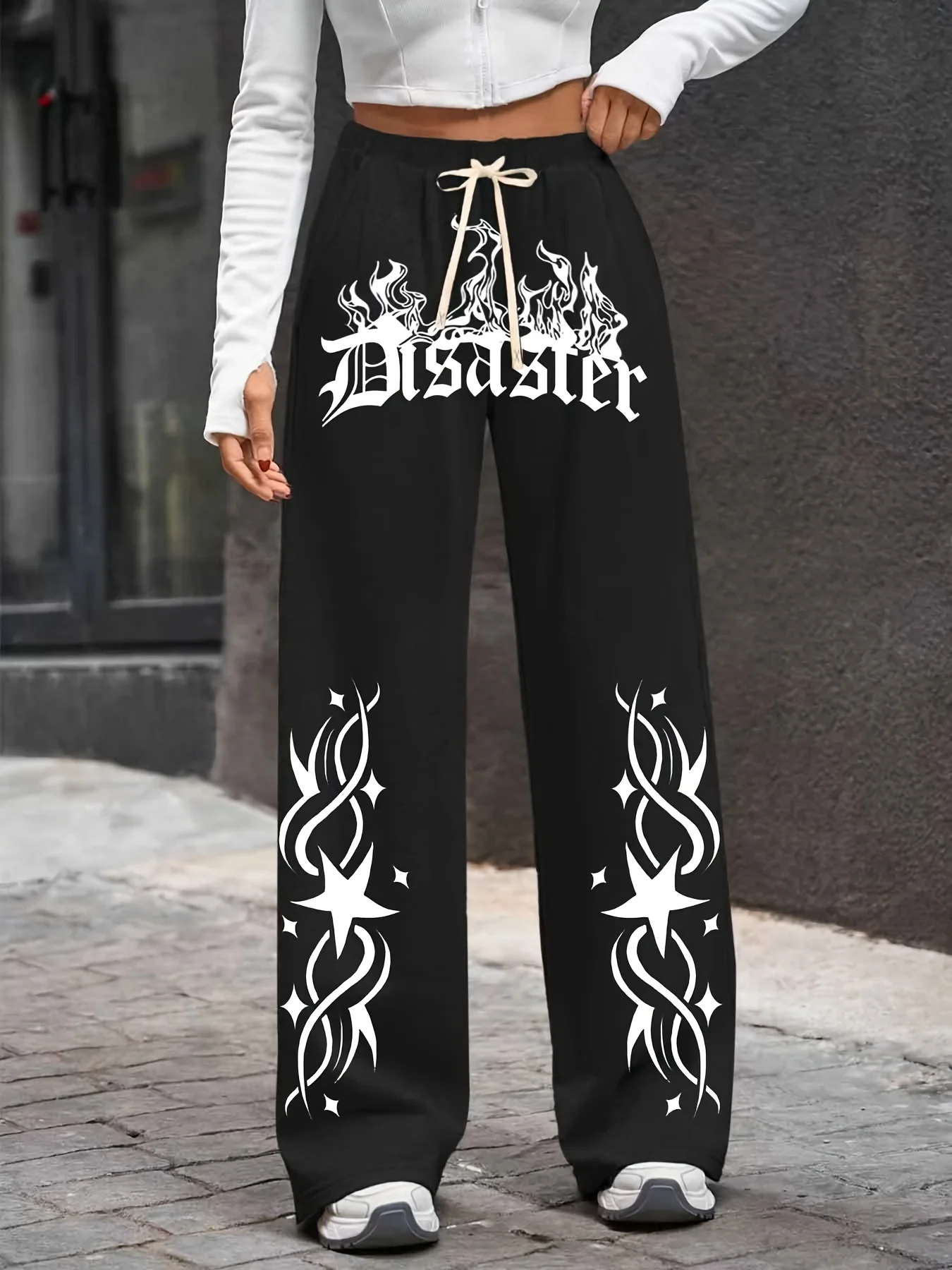 Y2K Уличный стиль с пламенной звездой и принтом «Дisaster» Повседневные прямые брюки с буквенным принтом Спортивные повседневные длинные брюки
Y2K Уличный стиль с пламенной звездой и принтом «Дisaster» Повседневные прямые брюки с буквенным принтом Спортивные повседневные длинные брюки