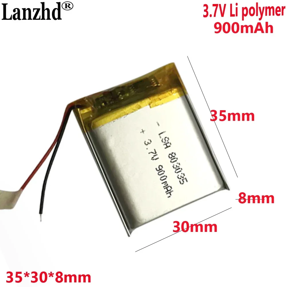 803035 900mah 3.7V polymer battery For Mini fan Detector Beauty instrument camera Bluetooth headset 35*30*8mm
803035 900mah 3.7V polymer battery For Mini fan Detector Beauty instrument camera Bluetooth headset 35*30*8mm