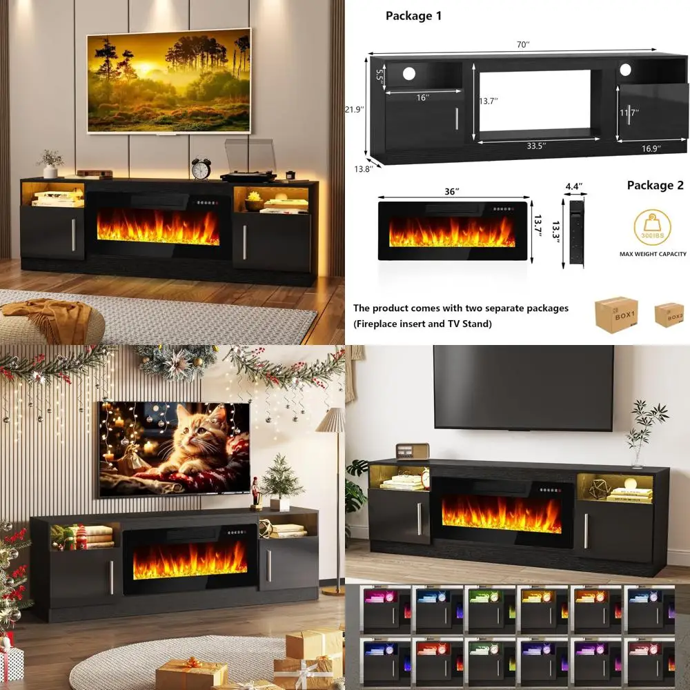 70 Wide Electric Fireplace TV Stand for 80 TVs, Media Console with High Storage
70 Wide Electric Fireplace TV Stand for 80 TVs, Media Console with High Storage