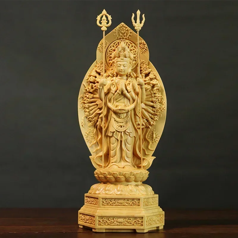 High Quality 20cm Boxwood Thousand-Hand Guanyin Carving Sculpture Home Decor
High Quality 20cm Boxwood Thousand-Hand Guanyin Carving Sculpture Home Decor
