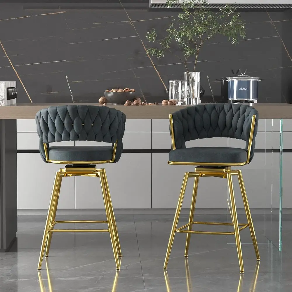 Set of 2 23 Swivel Bar Stools with Woven Backrest, Ideal for Kitchen Islands and Bars
Set of 2 23 Swivel Bar Stools with Woven Backrest, Ideal for Kitchen Islands and Bars