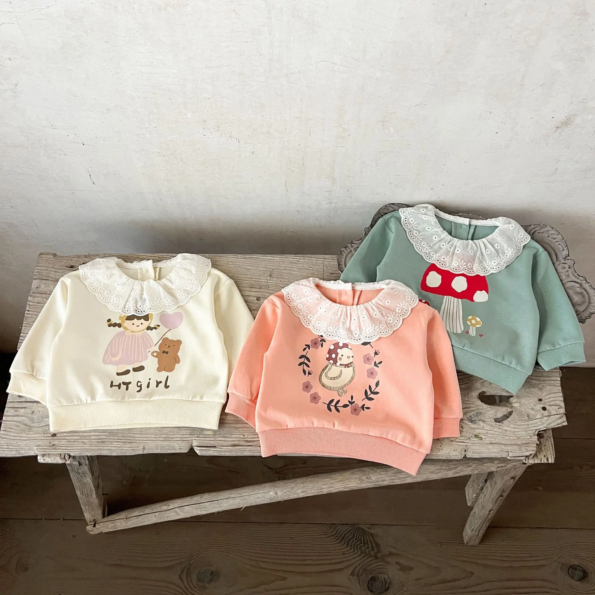 Ins корейская версия детской толстовки из чистого хлопка для девочек, топ с кружевным воротником и мультяшным принтом для сохранения тепла младенцев
Ins корейская версия детской толстовки из чистого хлопка для девочек, топ с кружевным воротником и мультяшным принтом для сохранения тепла младенцев