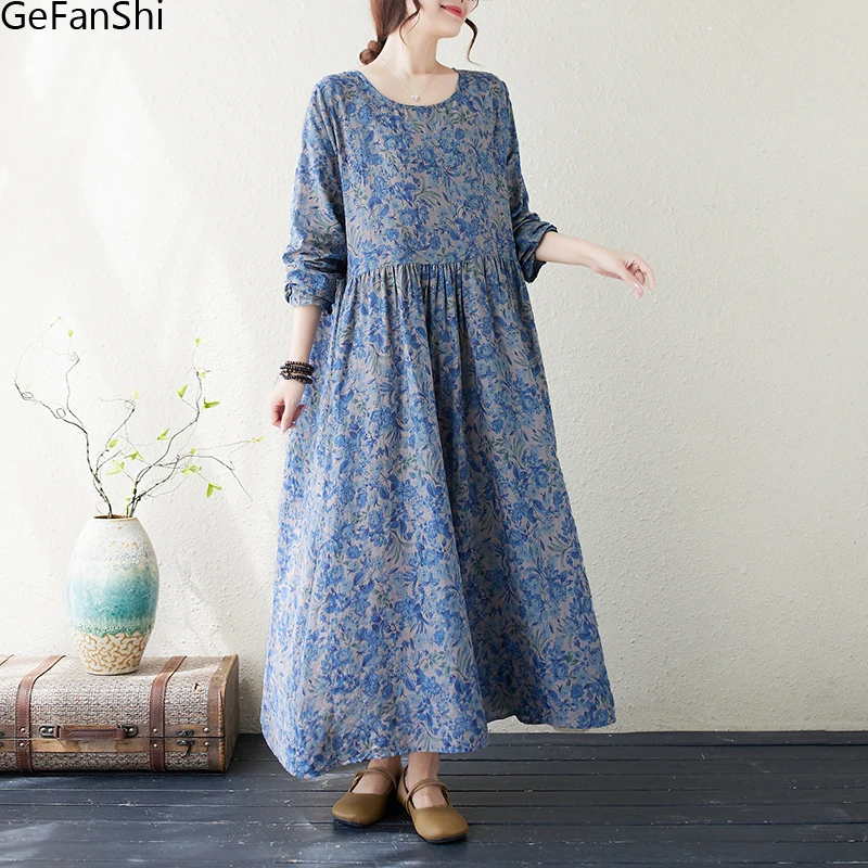 2023 Autumn Winter Vintage Print Cotton Linen Dresses Women Long Sleeve Fashion Casual Loose Dress Elegant Vestidos Robe Femme
2023 Autumn Winter Vintage Print Cotton Linen Dresses Women Long Sleeve Fashion Casual Loose Dress Elegant Vestidos Robe Femme