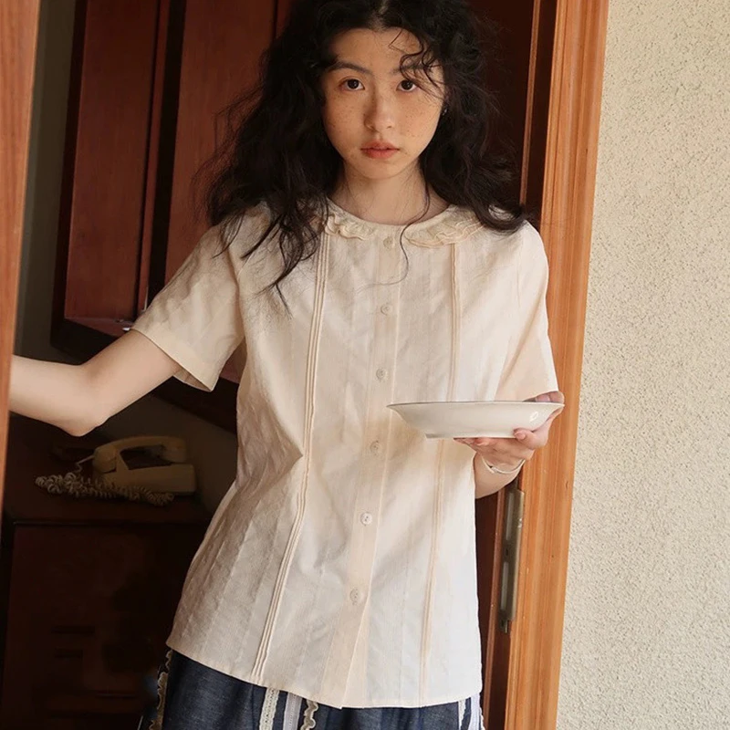 MEXZT Vintage Shirts Women Japanese Ruffles Patchwork Blouses Summer Harajuku Aesthetic Short Sleeve Design Loose Casual Tops
MEXZT Vintage Shirts Women Japanese Ruffles Patchwork Blouses Summer Harajuku Aesthetic Short Sleeve Design Loose Casual Tops