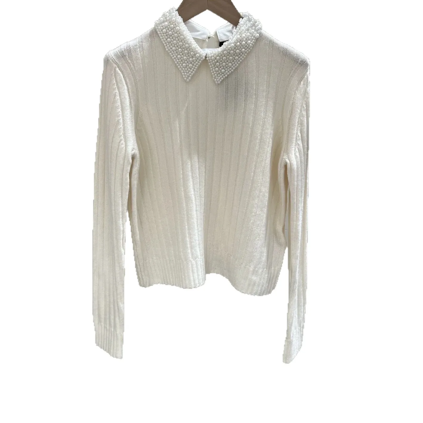 Spring Women Pearl Beaded Turn-down Collar Ribbed Solid Sweater Long Sleeve Soft Slim Elegant Casual Knit Pullover
Spring Women Pearl Beaded Turn-down Collar Ribbed Solid Sweater Long Sleeve Soft Slim Elegant Casual Knit Pullover