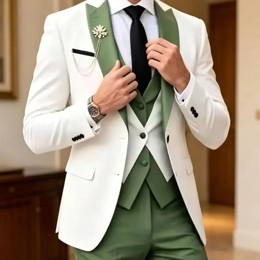 New Mint Green With White Men Suit Wedding Party Formal Groom Groomsman Prom Business Male Tuxedos 3 Piece Set Jacket Vest Pants
New Mint Green With White Men Suit Wedding Party Formal Groom Groomsman Prom Business Male Tuxedos 3 Piece Set Jacket Vest Pants
