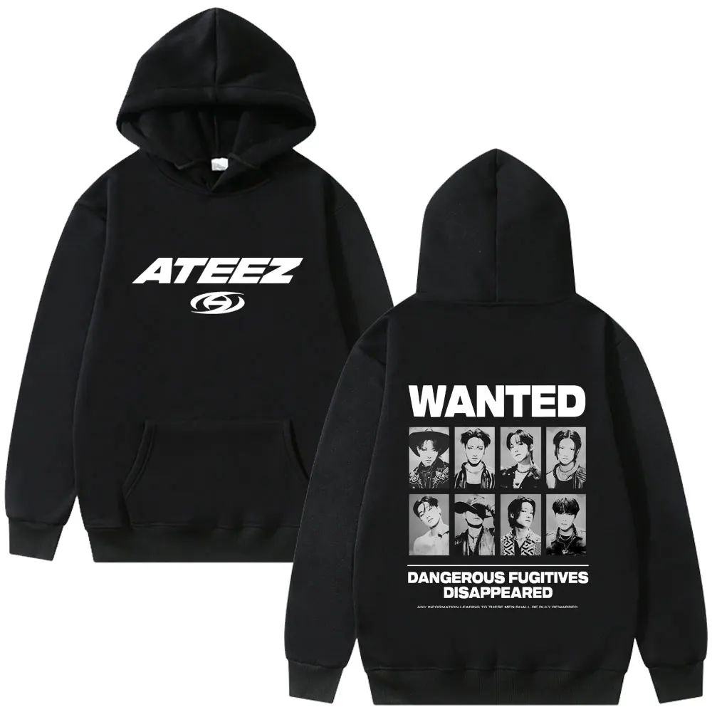 Kpop ATEEZ Wanted Dangerous Fugitives Disappeared Graphic Hoodie Men Women Korean Fashion Trend Hoodies Male Casual Sweatshirt
Kpop ATEEZ Wanted Dangerous Fugitives Disappeared Graphic Hoodie Men Women Korean Fashion Trend Hoodies Male Casual Sweatshirt