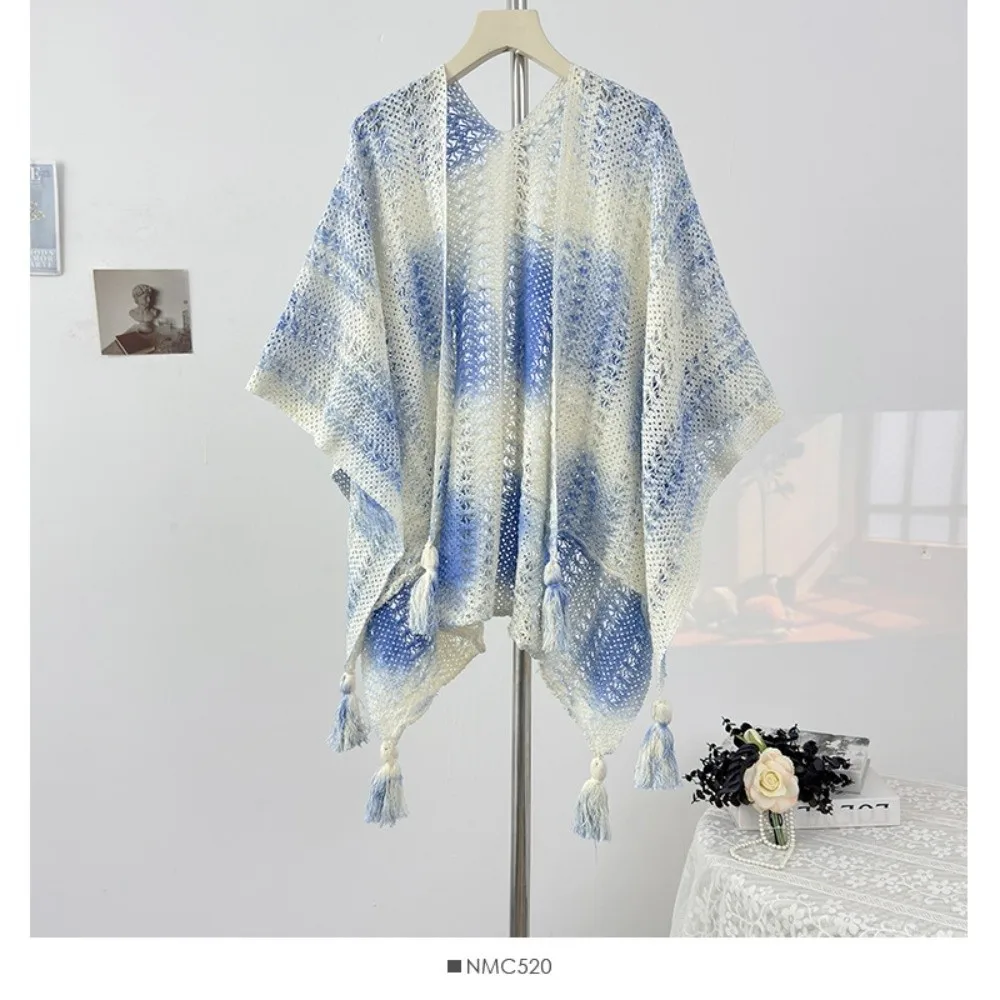 Женская мода Tie Dye вязаная ажурная шаль богемный универсальный кардиган шаль с кисточками верхняя одежда в этническом стиле плащ
Женская мода Tie Dye вязаная ажурная шаль богемный универсальный кардиган шаль с кисточками верхняя одежда в этническом стиле плащ