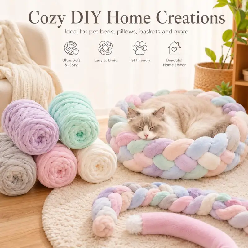 250G Velvet Thick Chunky Yarn Handmade Knitting Yarn for Baskets, Blankets, Rugs, Giant Yarn DIY Cat Bed
250G Velvet Thick Chunky Yarn Handmade Knitting Yarn for Baskets, Blankets, Rugs, Giant Yarn DIY Cat Bed