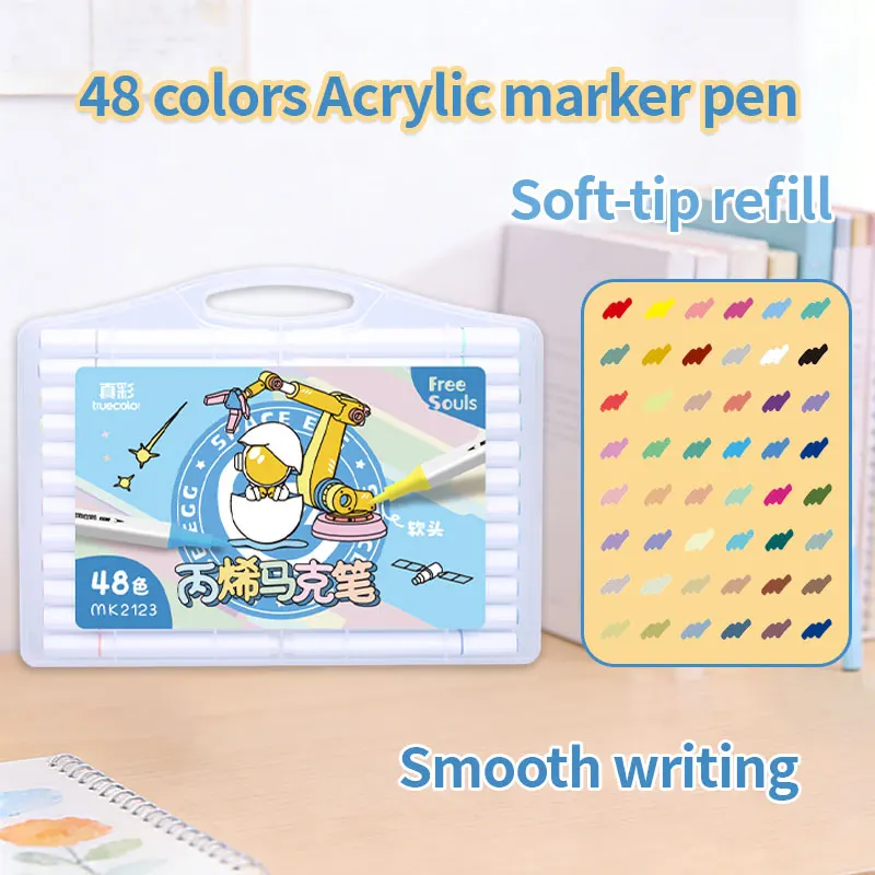 Набор акриловых маркеров Truecolor MK2123-48 с большой треугольной мягкой кистью, в ПП-коробке, для профессиональной художественной живописи и многофункционального применения
Набор акриловых маркеров Truecolor MK2123-48 с большой треугольной мягкой кистью, в ПП-коробке, для профессиональной художественной живописи и многофункционального применения