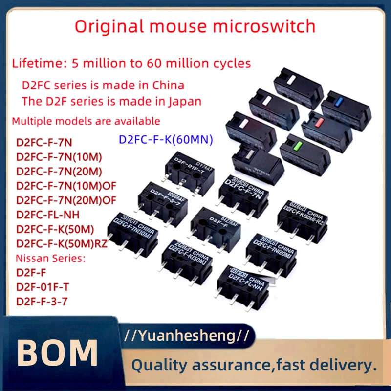 original New Authentic Mouse Micro Switch D2FC-F-7N Mouse Button Fretting D2FC-E-7N D2FC 10M 20M OF 50M 60M
original New Authentic Mouse Micro Switch D2FC-F-7N Mouse Button Fretting D2FC-E-7N D2FC 10M 20M OF 50M 60M