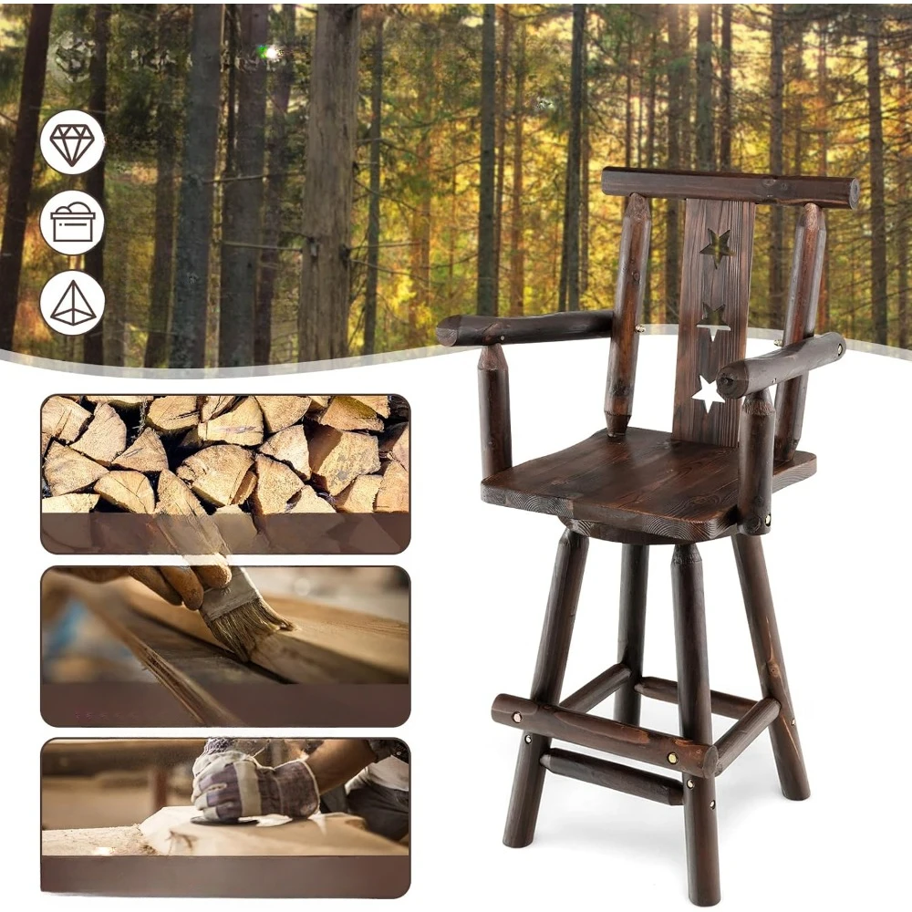 Solid Fir Wood Bar Chair with Footrest, Decorative Star Backrest, Rustic Kitchen Stool, Tall Bistro Chair for Dining Room, Brown
Solid Fir Wood Bar Chair with Footrest, Decorative Star Backrest, Rustic Kitchen Stool, Tall Bistro Chair for Dining Room, Brown