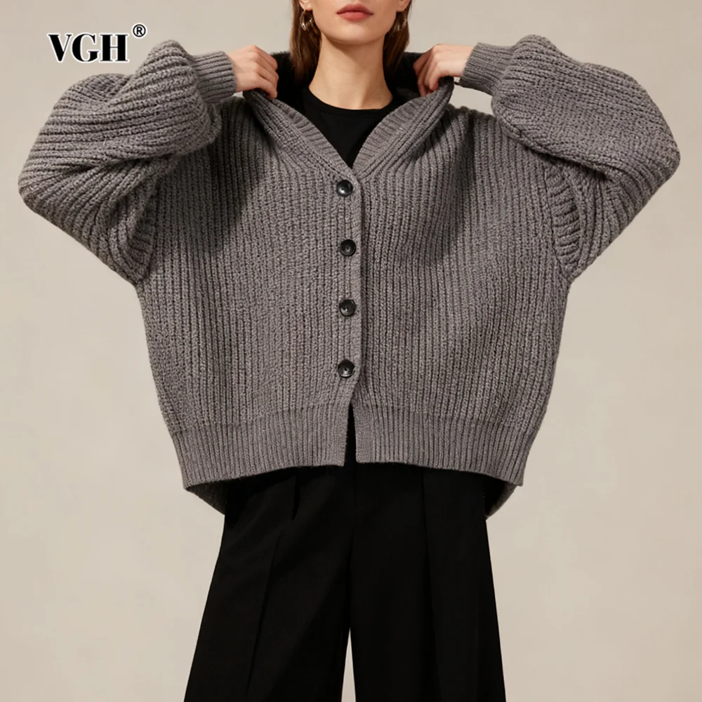 VGH Oversize Fashionable Hooded Sweater for Women Patchwork Single Breasted Loose Casual Gary Color Knitted Cardigan Female New
VGH Oversize Fashionable Hooded Sweater for Women Patchwork Single Breasted Loose Casual Gary Color Knitted Cardigan Female New