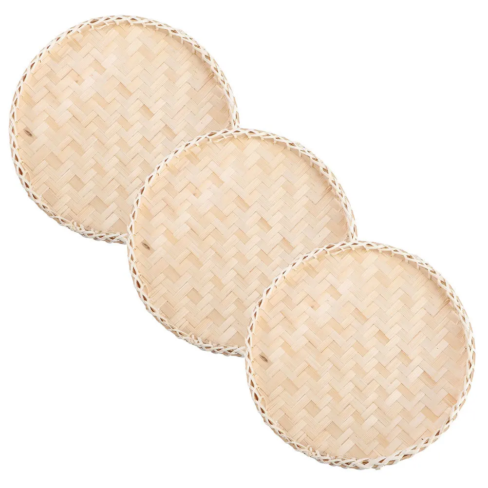 3Pcs Bamboo Woven Tray Sturdy Round Snack Basket Food Organizer Home Kitchen Storage Practical Bamboo Woven Basket 
3Pcs Bamboo Woven Tray Sturdy Round Snack Basket Food Organizer Home Kitchen Storage Practical Bamboo Woven Basket