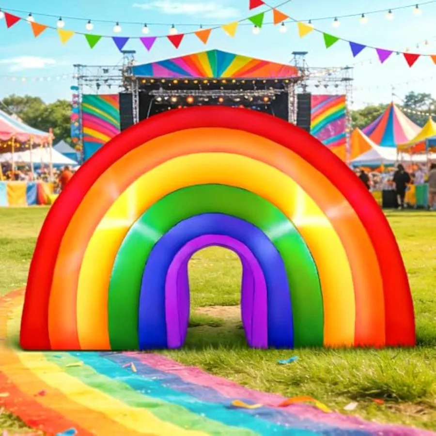Pride Month outdoor inflatable rainbow decoration, PVC material, multicolor, LED light-up feature for yard and event use
Pride Month outdoor inflatable rainbow decoration, PVC material, multicolor, LED light-up feature for yard and event use